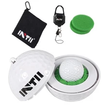 Portable Golf Ball Cleaner, Golf Ball Shape with Easy-Pull Retractable White