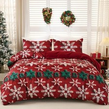 Christmas Duvet Cover Set Funny 5D Visual Snowflake Bedding Set King Red 5d