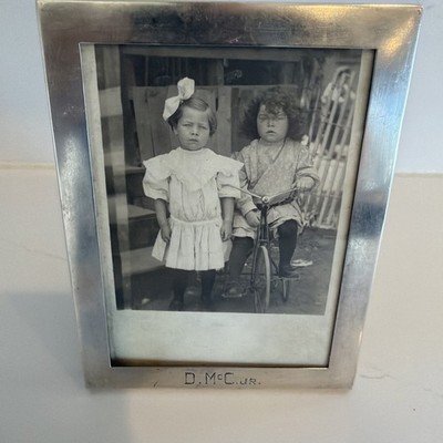 ANTIQUE GRAFF, WASHBOURNE & DUNN STERLING PICTURE FRAME WITH ROSEWOOD EASEL 