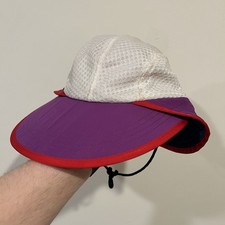 Vintage Patagonia Sun Hat Kids Medium Made In USA Purple Red White Mesh 90’s