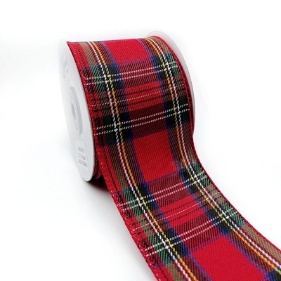 Designers Shop Holiday Tartan Plaid Wired Edge Ribbon 2.5 Inch 10 Yard Decor