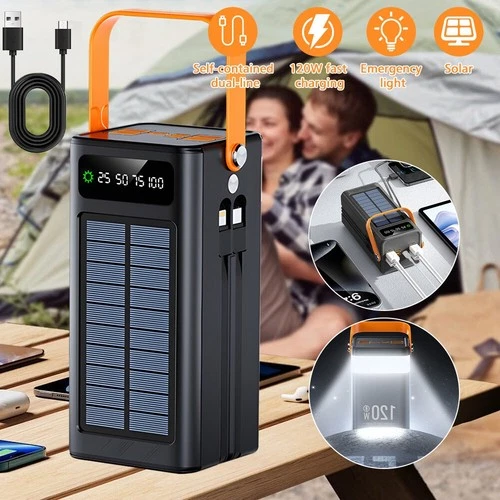 70000mAh Solar Power Bank 4 USB Portable Charger Fast Charging for Cell Phone
