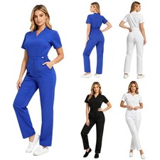 Women Nurse Doctor Coveralls Uniform Rompers Beauty Salons Medical Jumpsuit