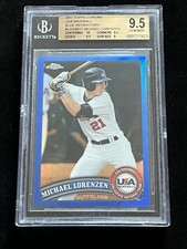 2011 TOPPS CHROME USA BLUE REFRACTOR MICHAEL LORENZEN RC ROOKIE #’d/499 BGS 9.5
