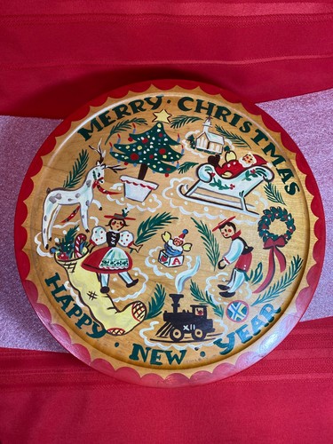 RARE Vintage Toleware Wooden Lazy Susan 14" Hand Painted Signed Brunner German - Picture 21 of 21