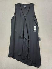 Adrianna Papell Women's Asymmetrical Front Drape Dress Black Size 14