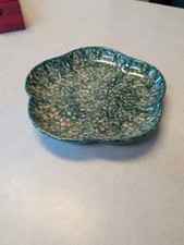 WORKSHOPS OF GERALD E. HENN POTTERY FIVE PETAL BOWL BLUE GREEN 7 1/2