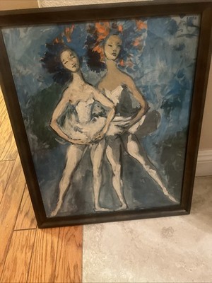 MARCEL VERTES RARE VINTAGE 1957 ''TWO BALLERINAS'' LARGE FINE ART LITHOGRAPH PRINT