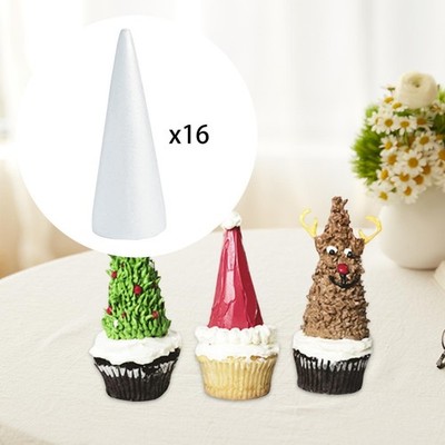 16x Schaumstoff Zapfen zum Basteln Weihnachtsbaum Projekt Bastelprojekt DIY Kunst weiß