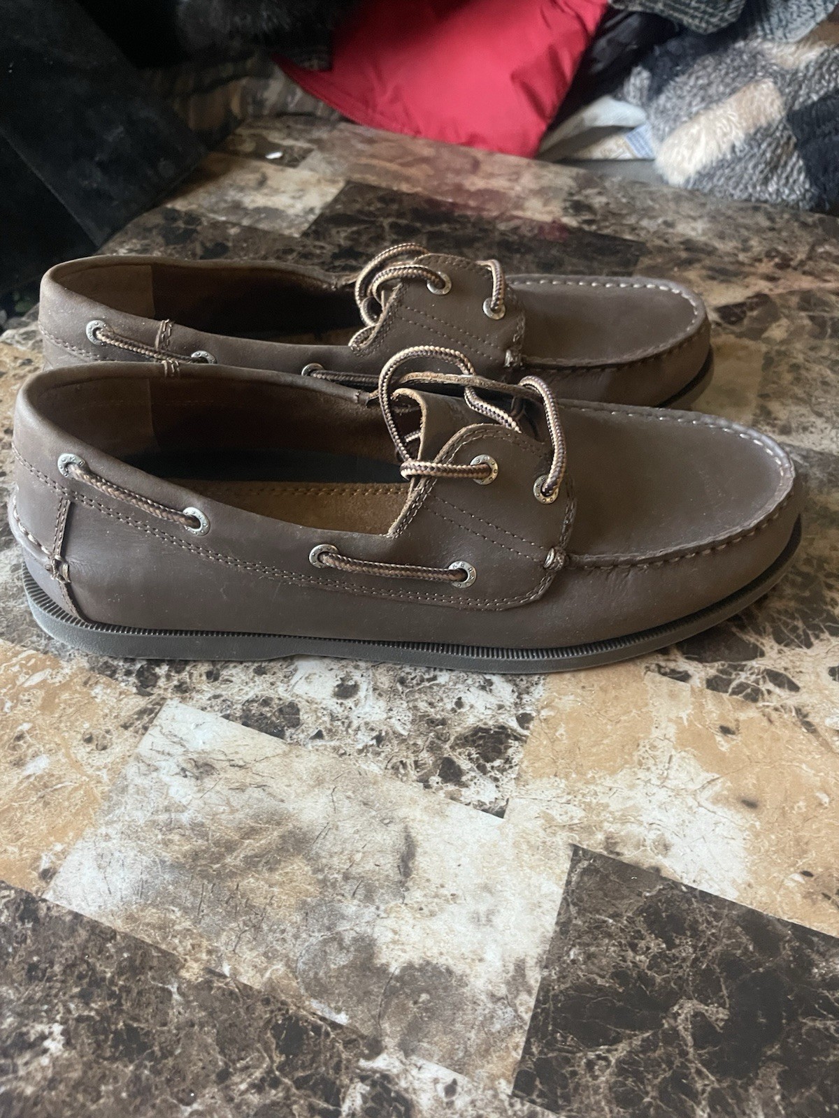 Dockers Brown Leather Boat Shoes Men’s Lace Up Moc Toe Deck Loafers Casual Sz 11