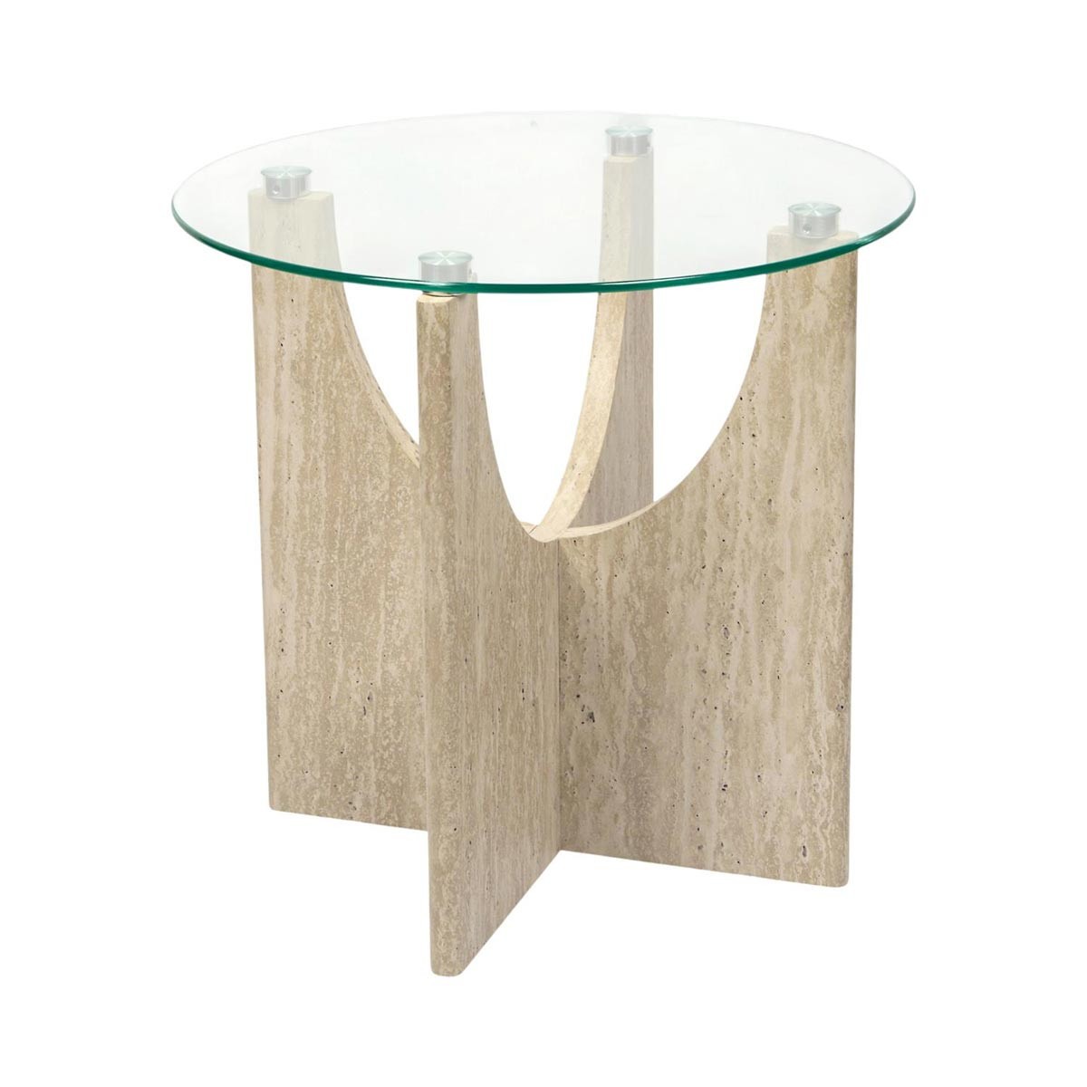 Petite table d'appoint Pietra verre beige 45cm pour optimiser l'espace