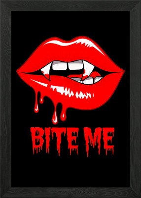 Vampire Lips Bite Me Framed Wall Art Poster Canvas Print Picture