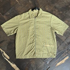 Jantzen VTG 60s Full Zip Plaid Short Sleeve Shirt L Rare