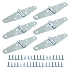 6 Pcs Heavy Duty Silver Strap Hinges, 2 Inch Shed Hinges Cabinet Latch Door Hin