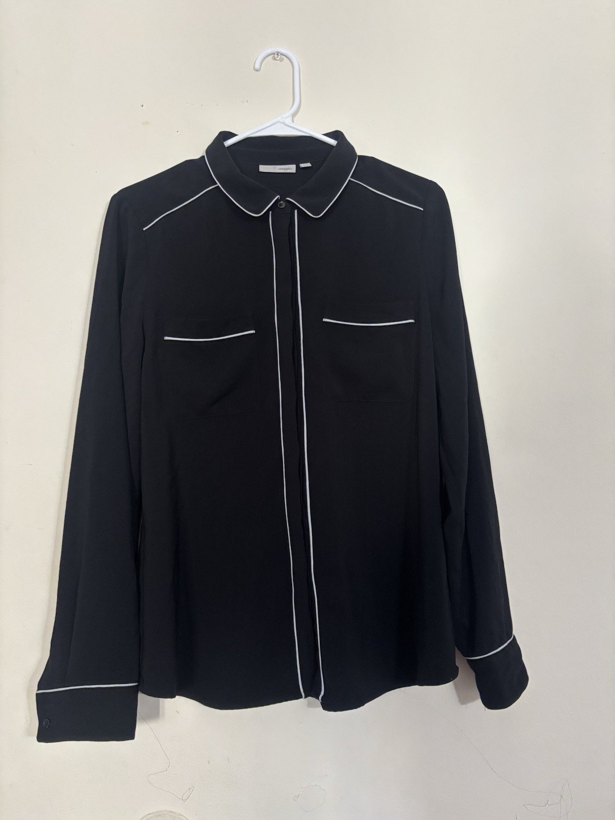 Halogen Black Button Down Blouse Size M - image 1