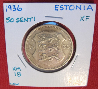 1936 Estonia 50 Senti KM 18, XF