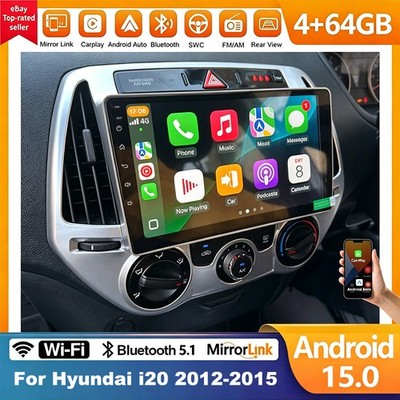 9'' For Hyundai i20 2012-2015  Wireless Carplay Android 15 Upgrade Kit Car Radio