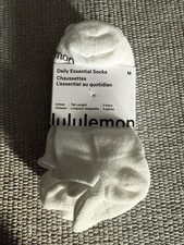 Lululemon Size Medium Unisex Daily Essential Tab Socks 3 Pack, White, New
