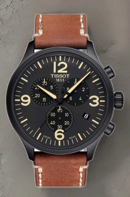 Tissot Men's T-Sport Chronograph XL Black Dial Leather Watch T116.617.36.057.00