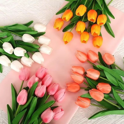 Kunstblumen Real Touch Blumenstrauß Deko Kunsttulpen Blumen