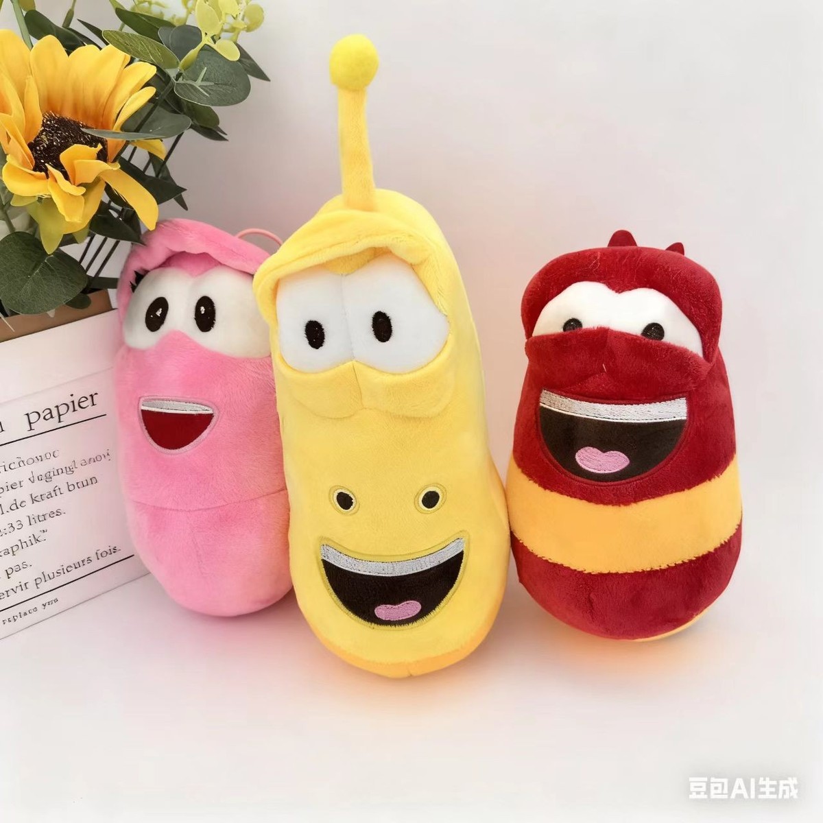 【すのはち】韓国　ラーバ　キャラクターぬいぐるみセット　特大　Larva 3Pcs Korea Hilarious Insect Larva 20&25CM Farting Larva Plush Toy