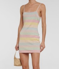 LoveShackFancy Women's Pink Lessie Metallic Knit Mini Dress Size XL
