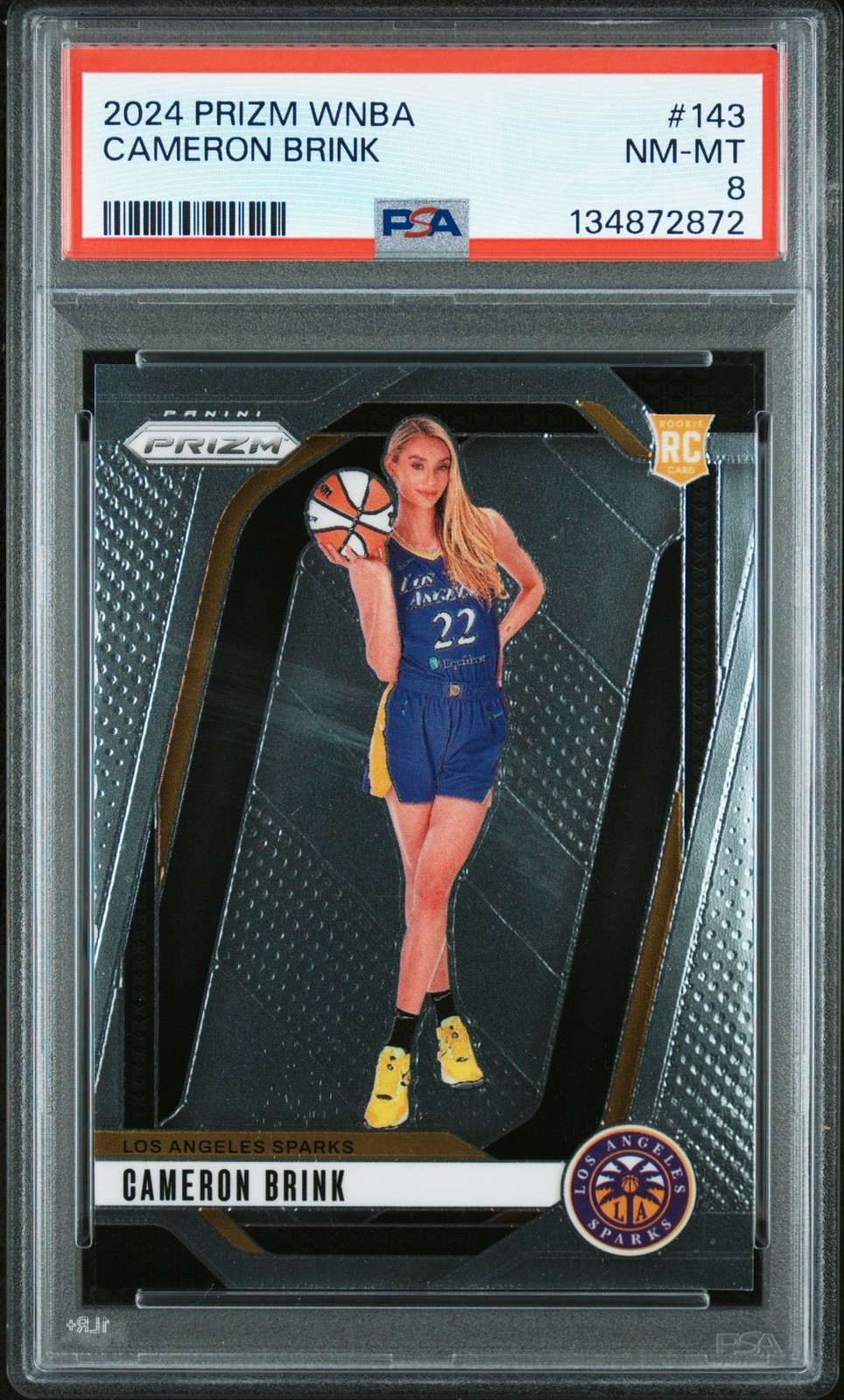 2024 PANINI PRIZM WNBA CAMERON BRINK 143 PSA NM-MT 8 RC SPARKS ROOKIE