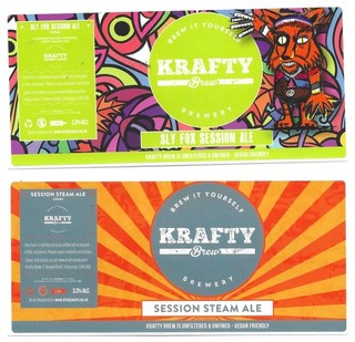 Beer Labels: 2 x Krafty Brew Brew it Yourself Brewery Edinburgh