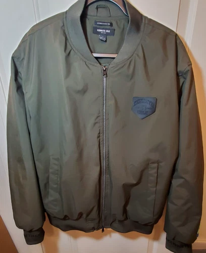 Kenneth Cole Dark green Bomber Jacket Men's L. Large in great condition!!! - product listing photo