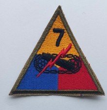 US Army 7th Armored Division Original WW2 OD Cut Edge Patch 7th Armoured Div