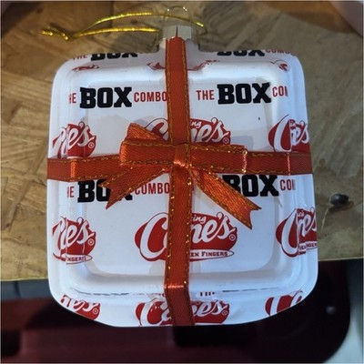 Raising Cane's The Box Combo Square Christmas Ornament Red White Holiday