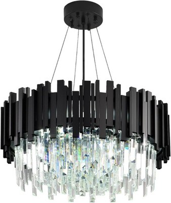 AHXIAOZN Luxus E14 Kristall Kronleuchter, 2 in 1 Kronleuchter Deckenleuchte (schwarz)