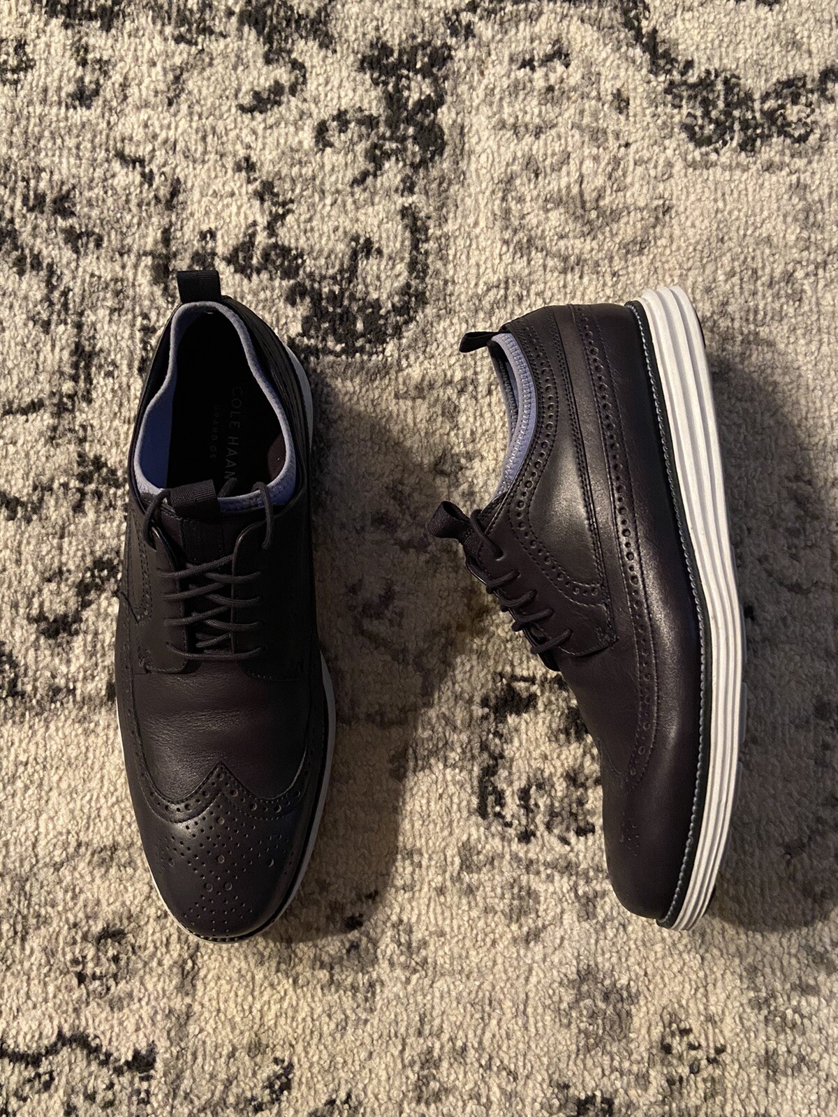 SAOLA Oxford da uomo Cole Haan Grand OS C24905 Wingtip blu scuro in pelle taglia 11 5