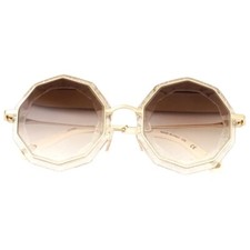 New Chloe 10 Sunglasses Gold Clear Metal Plastic Round 500.00