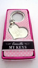 Personalized Custom Name Silver Keychains Camille + Gift Box