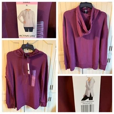 Active Life Women's Modal Hoodie Tunic - Spiced Apple S M L XL - Split Sides