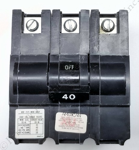 FPE American STAB-LOK 40A 3-Pole Circuit Breaker 10K AIC 240VAC - Stock SP1173 - Picture 2 of 8