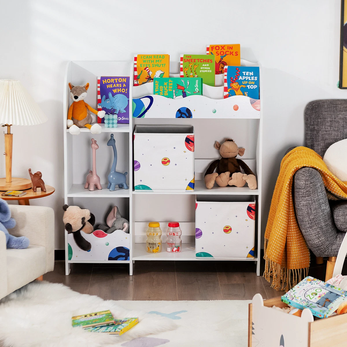 Kids Toy and Book Organizer Wooden Children Storage Display