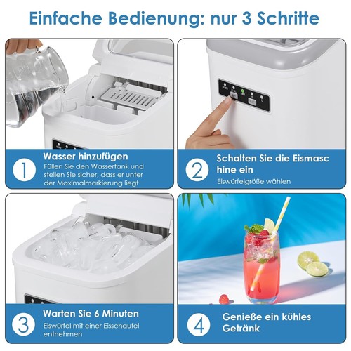Máquina de cubitos de hielo 12 kg 24H máquina de cubitos de hielo Icemaker cubitos de hielo autolimpiables - Imagen 13 de 24