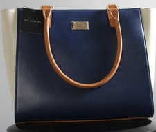 St John Knits 3 Color Top Grain Metro Tote Bag Nwt Msrp $825.