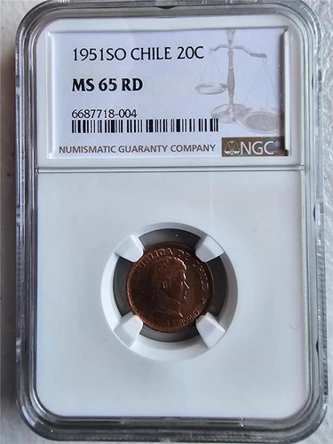 Chile 20 Centavos 1951SO NGC MS 65 RD