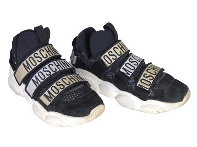 Moschino Sneaker Logo Strap Chunky Bubble Teddy Sneaker Schwarz Wildleder EU 39 UK 6