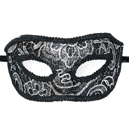 Men's Venetian Simplistic Lace Festival Party Masquerade Ball Mask [Silver] - Image 2 of 4