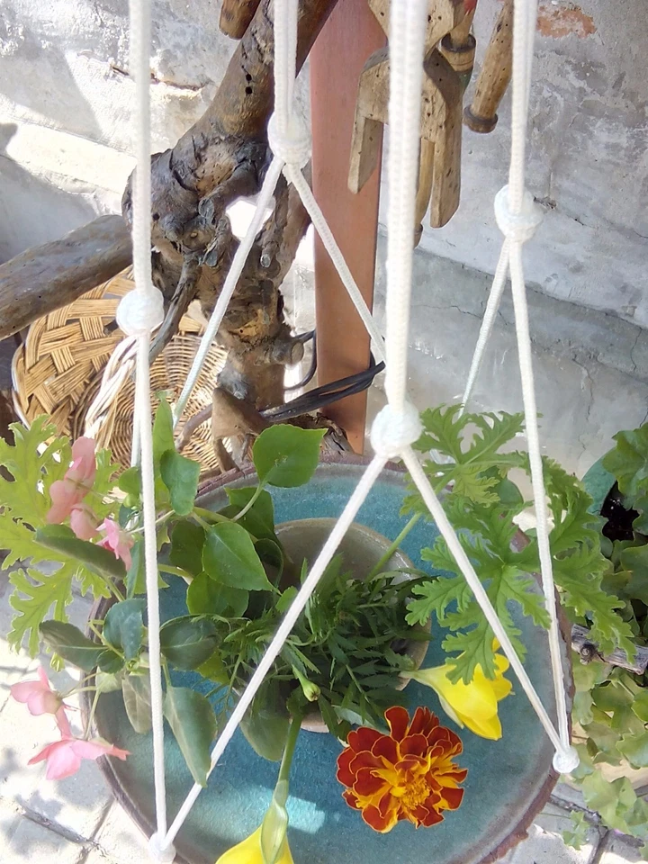 KMNatural Macramé Planta Colgador Hecho a Mano M01P01 Foto 2 de 4