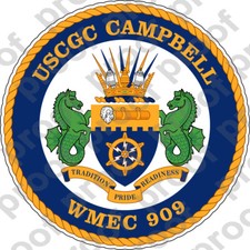 STICKER USCG WMEC 909 USCGC CAMPBELL