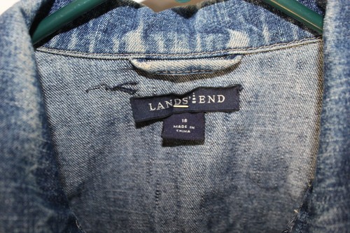 LANDS' END BLUE DENIM JEAN JACKET SIZE 16 - Picture 6 of 9