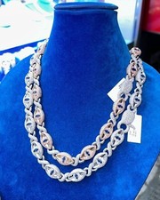 19Ct REAL MOISSANITE Men 12mm x 22"Cuban Link Chain 14K White Gold Plated Silver