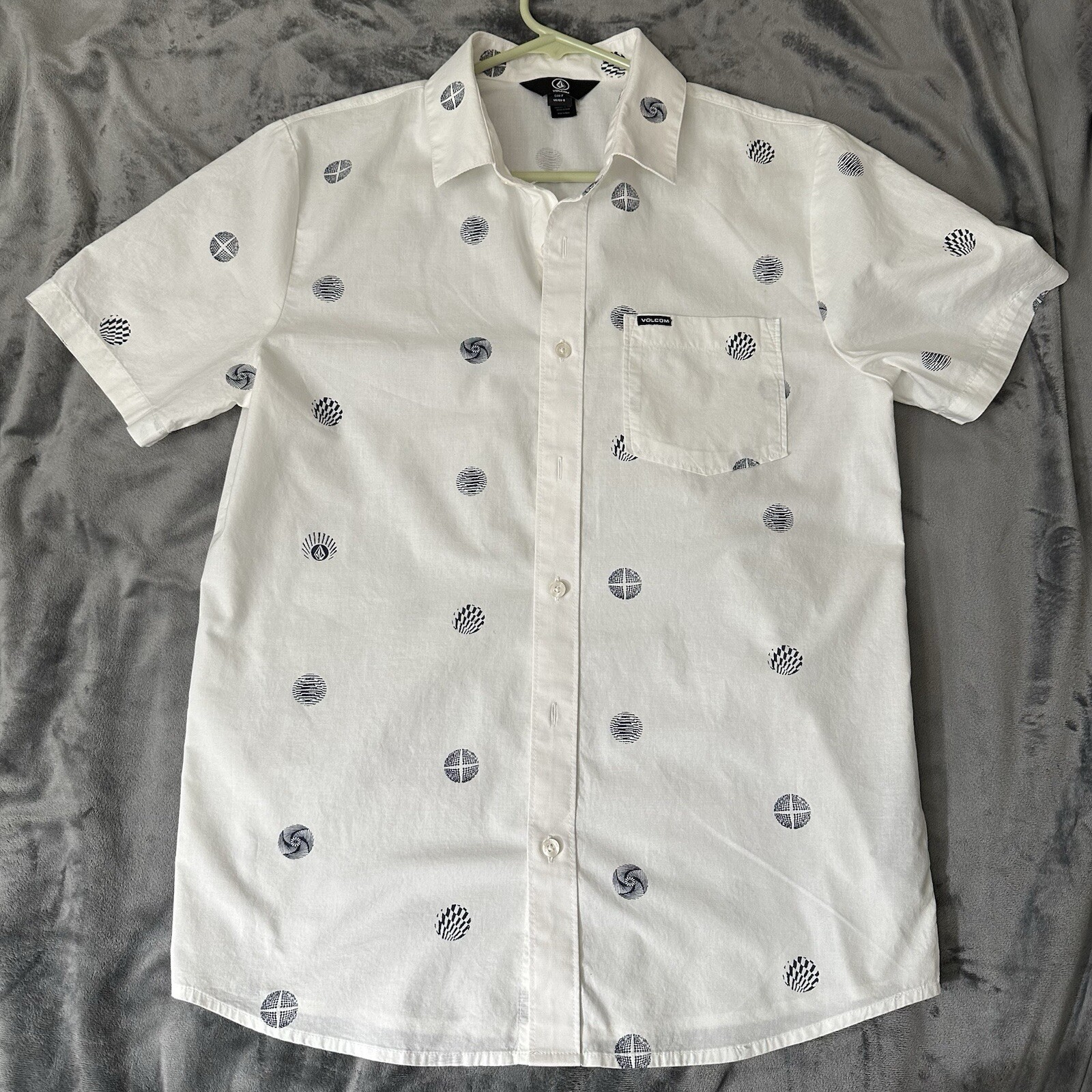 Volcom S Button Up Beach Camp Shirt, Mens, True To This Print, One Chest Pocket