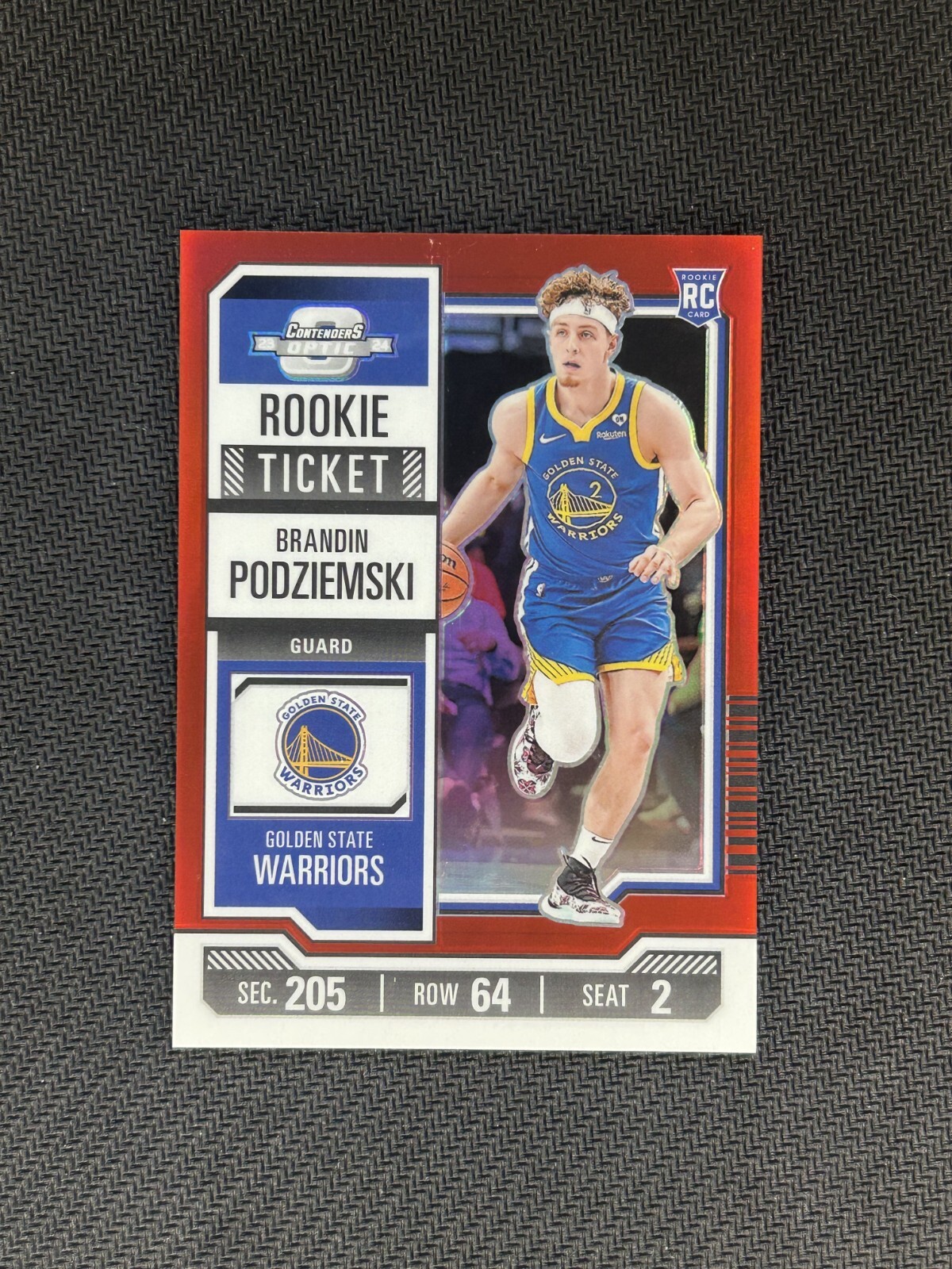 23-24 Panini Contenders Optic Rookie Ticket Brandon Podziemski Red