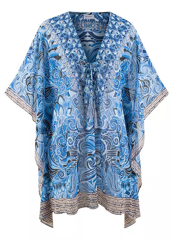 Bonprix Kaleidoscope Sz S 16 18 Blue Multi Print Beach Kaftan TOP